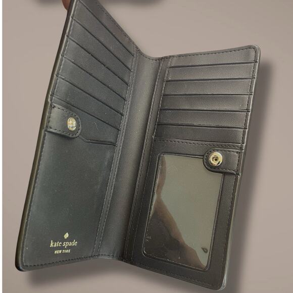 KATE SPADE Saffiano Leather Black Bifold Zip Around Wallet Excellent Condition - Picture 12 of 13
